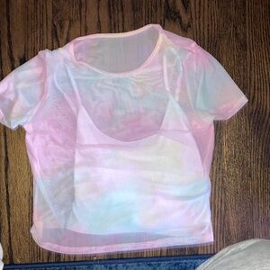 Hollister size small. Two piece tank and see through shirt/ multicolor